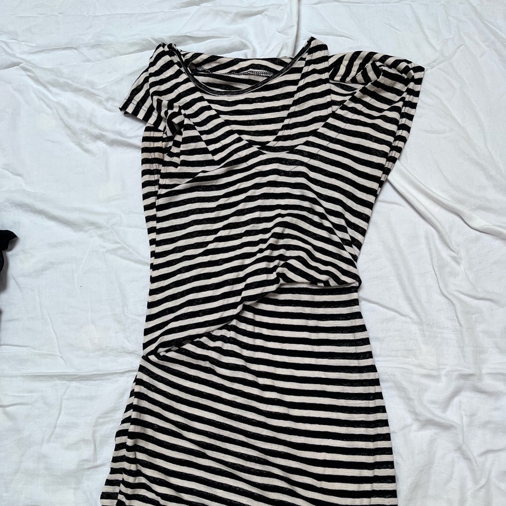 Kenneth Cole, striped dress with 2 layer top top